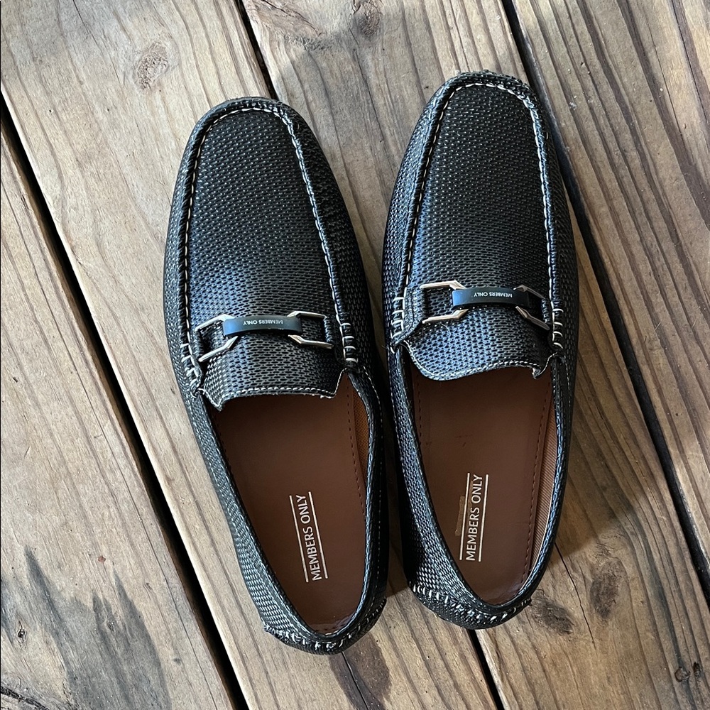 Members Only Textured Black Loafers 10.5